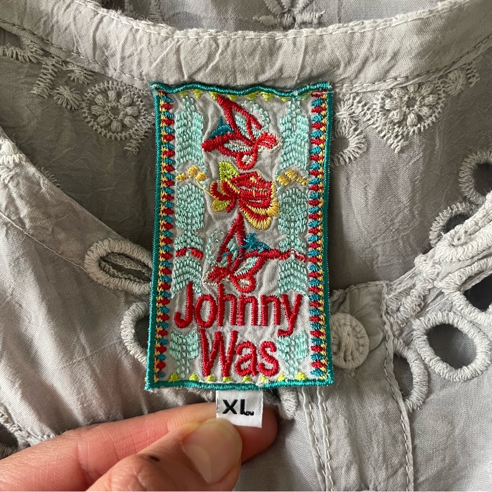 Johnny Was Marietta Cap Sleeve Eyelet Blouse - Picture 10 of 11